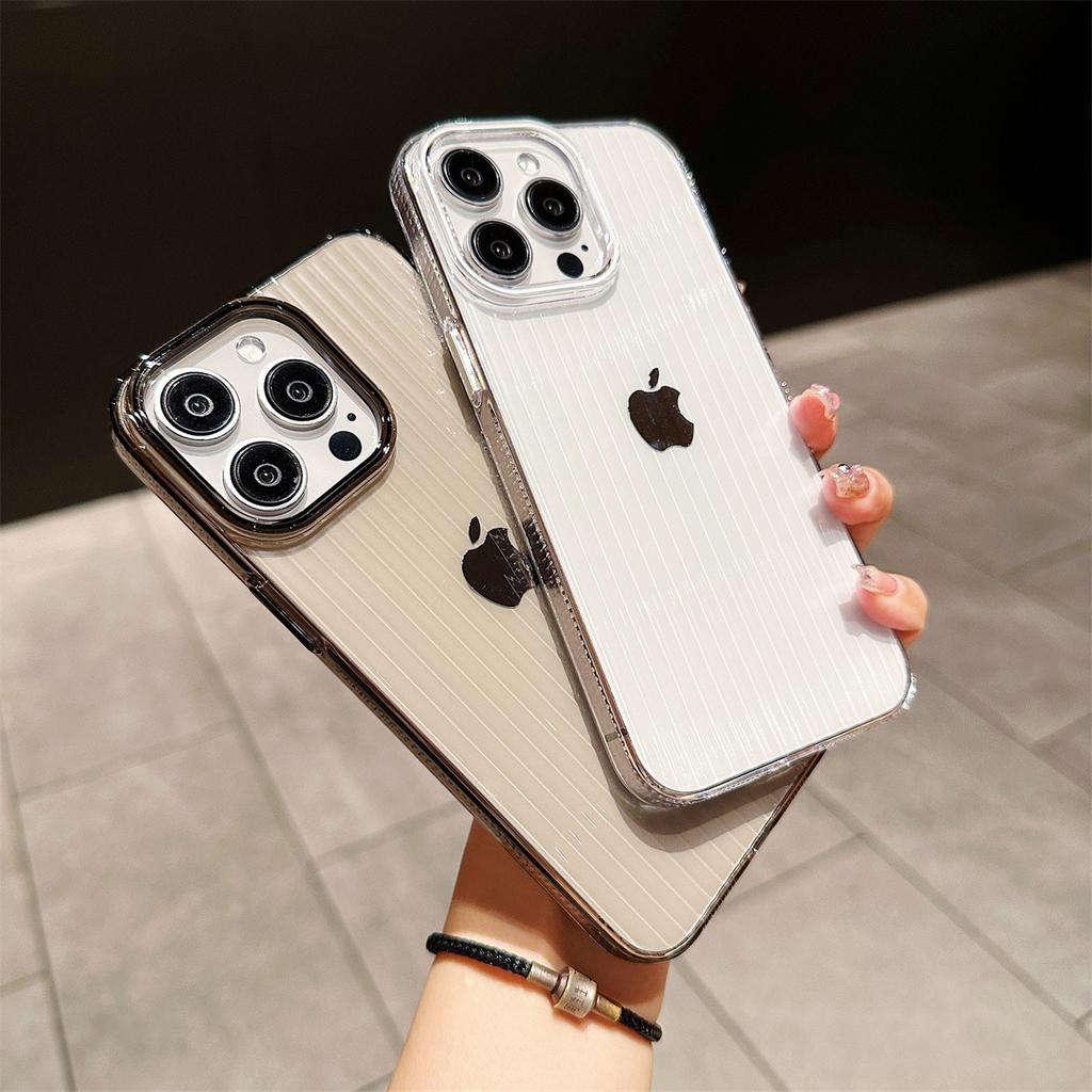 Corrugated High-transparency Non-yellowing Phone Case Suitable for IPhone16 Simple Protective Case 15promax Transparent Case