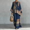 1116 European and American spring new printing temperament round neck versatile casual loose two-piece set