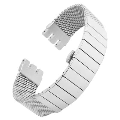 ZHUOLEI Náhradní řemínek k hodinkám z nerezové oceli Milánský tah Swatch, 19mm, 20mm, 21mm,