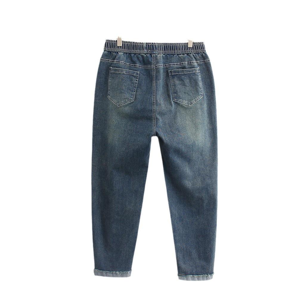 300 Jin Extra Large Women's High Elasticity Elastic Waist Skinny Harem Jeans - Autumn Collection