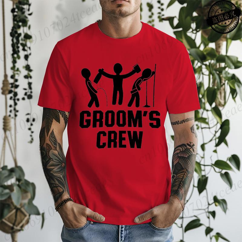 T-shirt for Unisex Funny Bachelor Party Groom's Crew Wedding Party Unisex's Gag Print T-Shirts Short Sleeve T-shirt Unisex's Tee Clothing