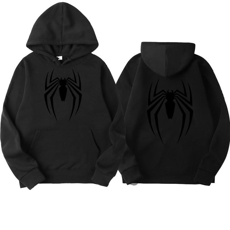 Mens Oversized Streetwear Hoodie With Spider Print - Soft Cotton Blend Loose Fit Casual Sweatshirt