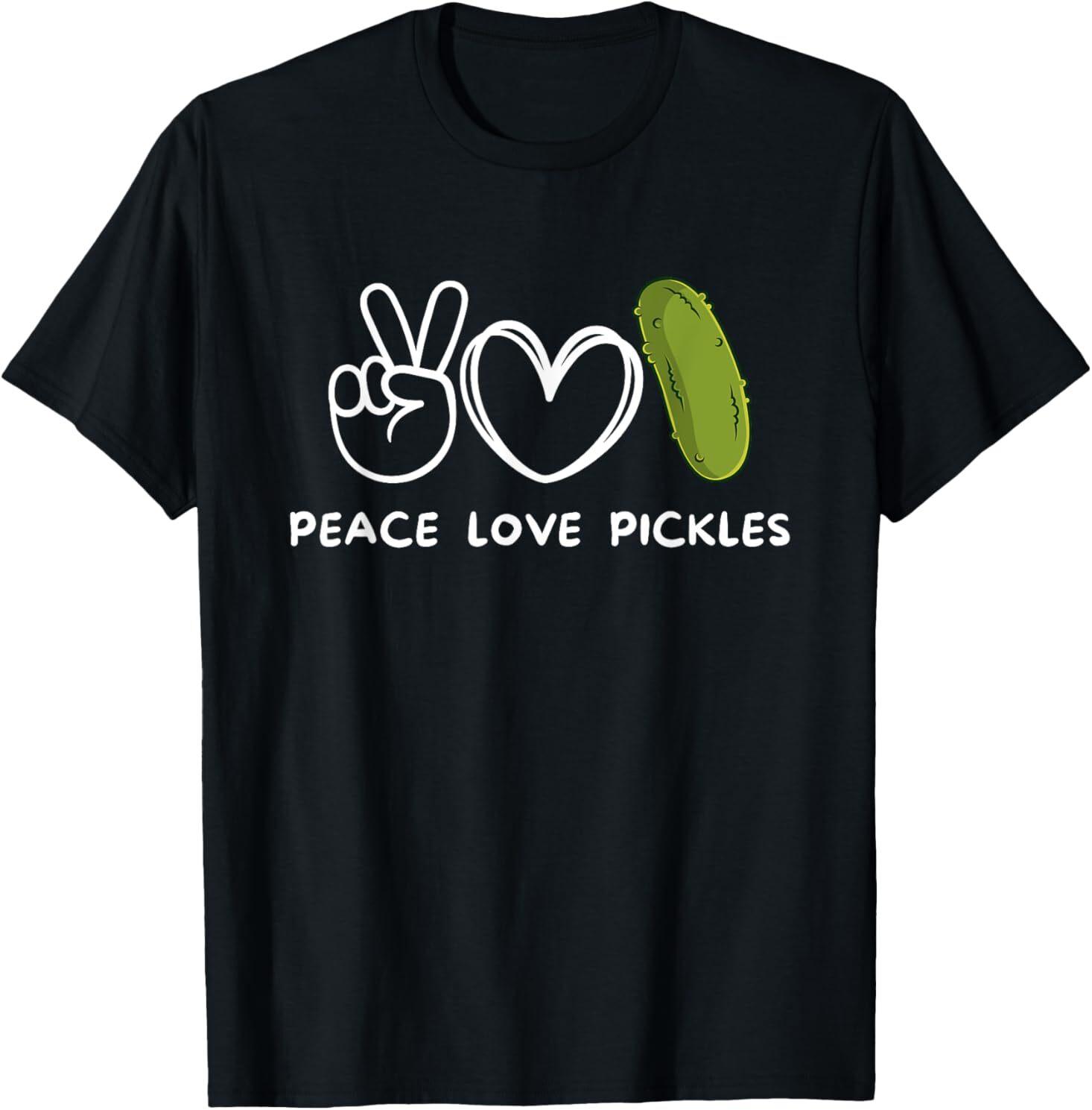 Peace, Love Pickles Retro Pickles Lover Food Lover T-Shirt Mens Womens Tees Top XL