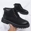 Men High-top Boots 2025 New Solid Color Mid-top British Style Outdoor Casual Plus Velvet Warm Thick-soled Retro Work Boots 38-44