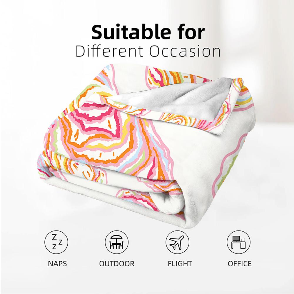 Rainbow Oyster Shell Sketch Soft Flannel Blanket Breathable Warm Throw for Office Car Sofa Kids Room Birthday Xmas Gift