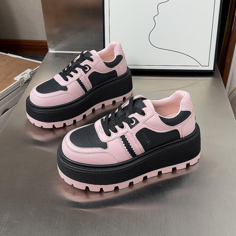 Retro Muffin Platform Shoes Women's 2025 Korean Version of the New Versatile Color Matching Height Increase Small Casual Sports Shoes