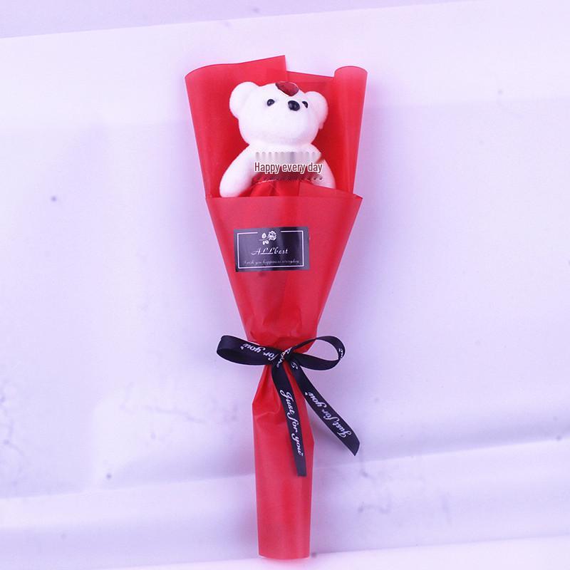 Valentine's Day Bear Bouquet: Cartoon Bear, Ice Cream Figure, Graduation Doll, Teacher's Gift, Rose Bear, Qixi Festival