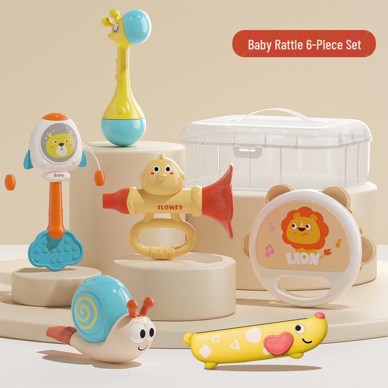 Baby Musical Rattle & Teether Set - Soothing Educational Toys for 0-1 Year Olds