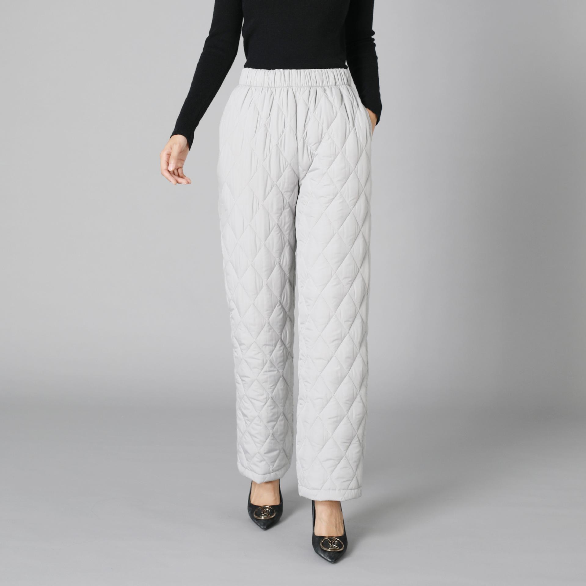 

Wide-legged Cotton Pants Women s Autumn Winter Thickened Middle-aged and Elderly Warm Pants Thin Casual Straight Outside Wearing Down Cotton Pants M