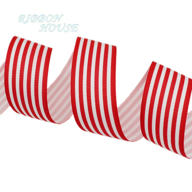 (20 Yards/Los) 1 '' (25 mm) Schwarz-Weiß gestreiftes Ripsband bedruckte Geschenkverpackungs-Dekorationsbänder