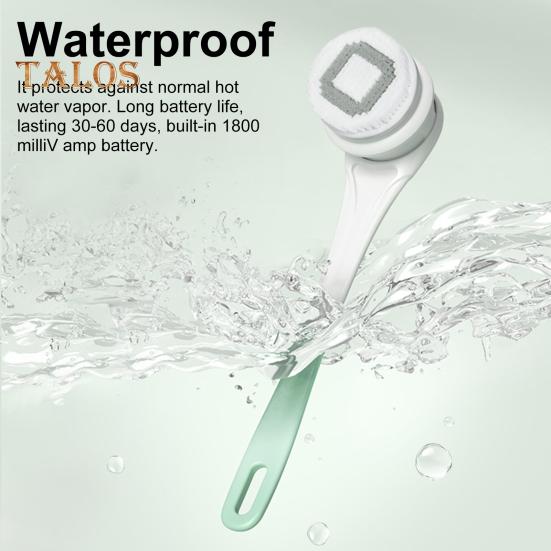 Elektrický koupelový kartáč s 5 kartáčovými hlavicemi Vodotěsný Dobíjecí Design s dlouhou rukojetí 3-rychlostní rotace Sprchový masážní kartáč