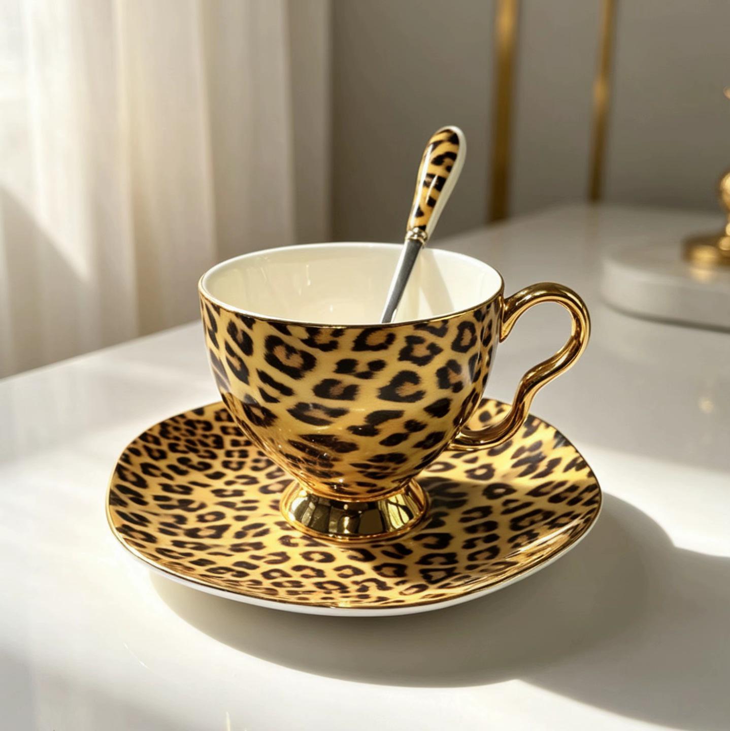 Viegls luksusa leoparda apdrukas kaula porcelāna