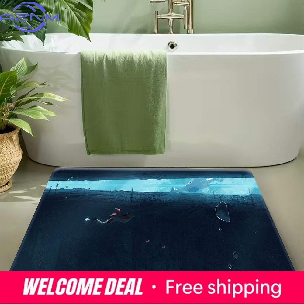 Deep Sea Underwater Pokemon Scenery Print Soft Absorbent Non-Slip Indoor Home Entryway Bathroom Floor Doormat Rug