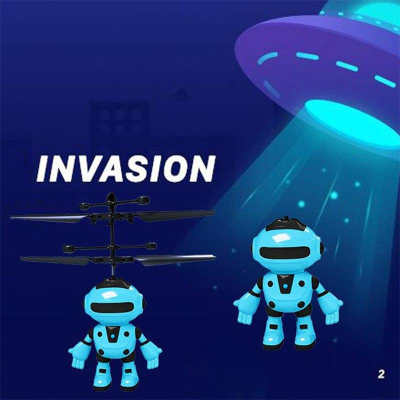 Mini Electric Fly Robot RC Airplane Infrared Induction USB Charging Plastic Toys for Kid Xmas Gifts