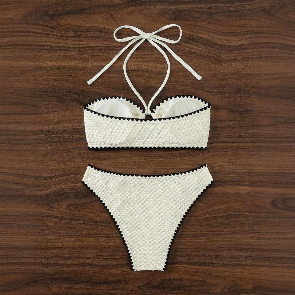 Shell Edge 2025 Trendy Halter Strap Bikini Set - European & American Style