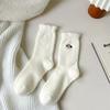 Winter white medium tube women autumn and winter fleece thickened cute cartoon warm sleep confinement socks plush stacking socks