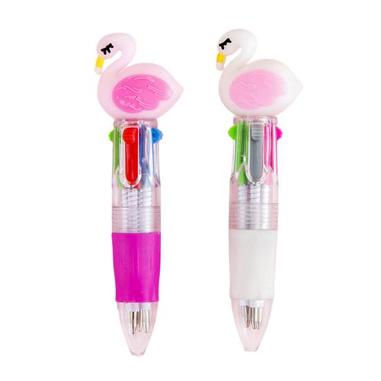 

2Pcs Retractable Ballpoint Pen 4-Color Cartoon Mini Oil-Based Pens for Students Smooth Writing Fun School Supplies Classroom Prize for Kids. E