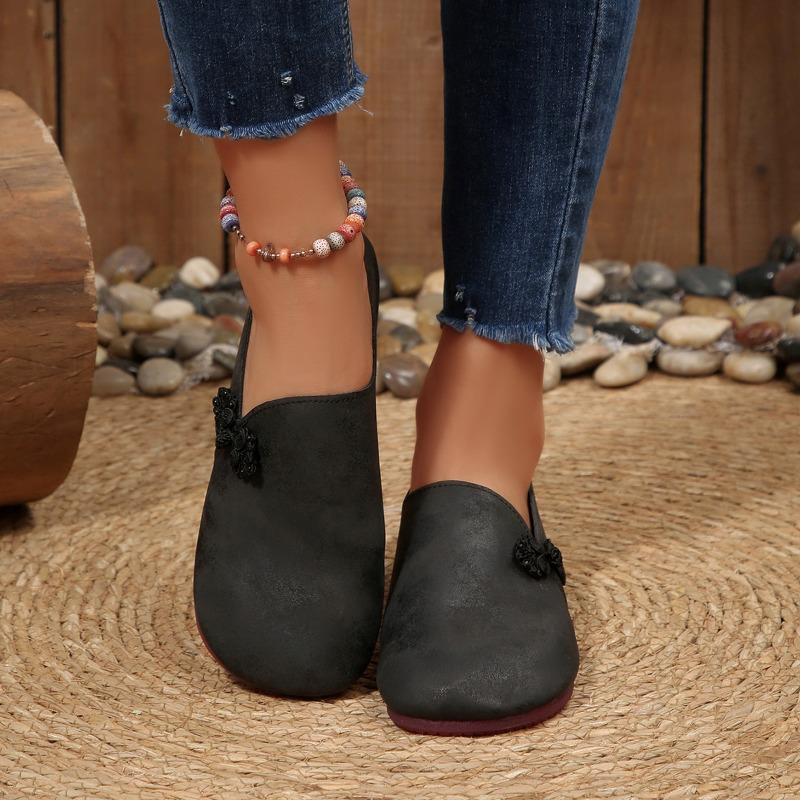 Women's Wide Width Round Toe Loafers - Low-Cut Slip-On Casual Flats for Spring/Fall, Comfort Driving Moccasins