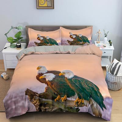 Eagle Dekbedovertrek Dieren Beddengoed Set Queen King Size Voor Kinderen Tieners Volwassenen Wit Zwart Wilde Dieren 2/3 stuks Polyester Dekbedovertrek