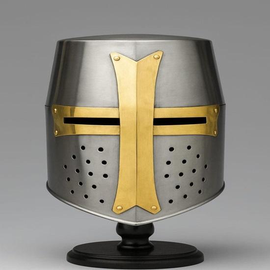 Medieval Crusader Great Helm  Templar Knight Helmet Steel Armor Helmet for , Cosplay  Halloween Costume