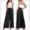 Women High Waist Pleated Loose Wide Leg Casual Summer Long Pants