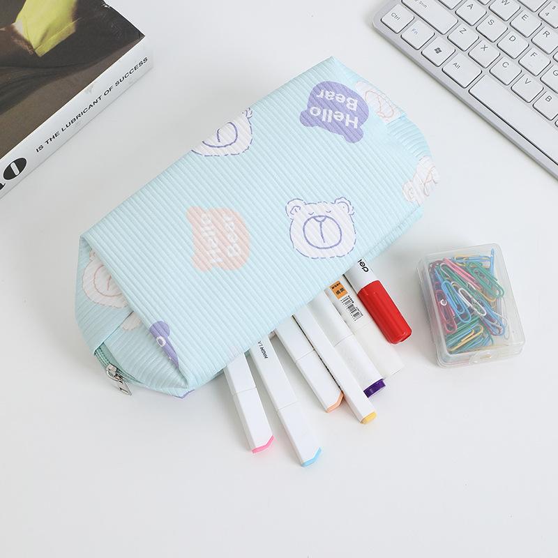 Cute Bear Printed Cosmetic Bag Women Large Capacity Travel Organizer Bags Toiletry Bag Zipper Pencil Case Stationery Pouch