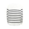 Women's Stripe Knitted Sweater Round Neck Shoulder Button Pullover Sweater