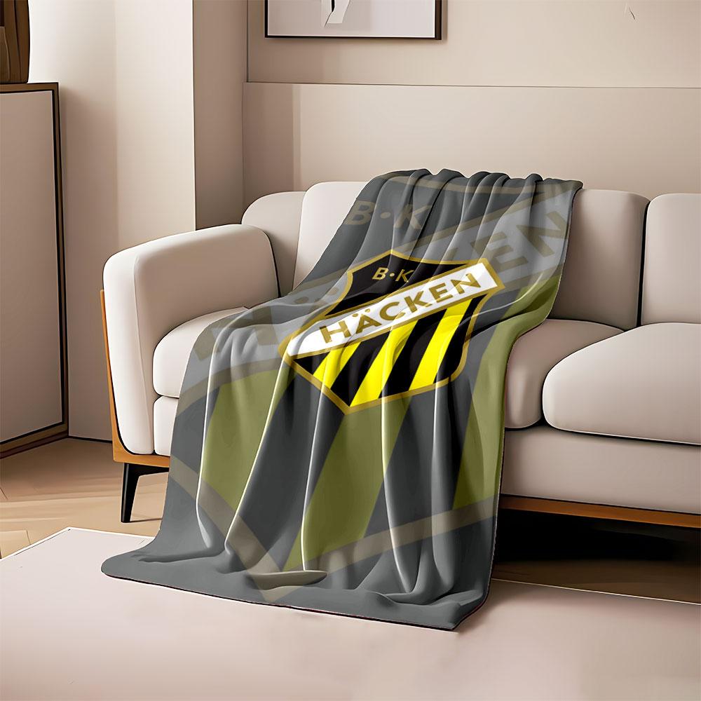 Black and Yellow Häcken Logo print blanket soft and cozy perfect for the living room bed sofa or a nap,gift