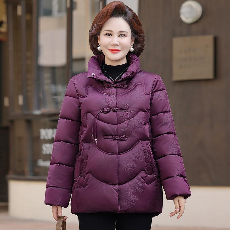 New winter cotton-padded clothes, disc-buckled embroidered down cotton-padded clothes, women's short cotton-padded jackets