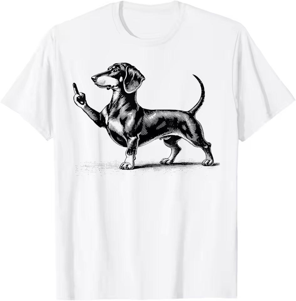Black Dachshund And Middle Finger Tshirt Discrimination Funny Shirt Unisex Clothing