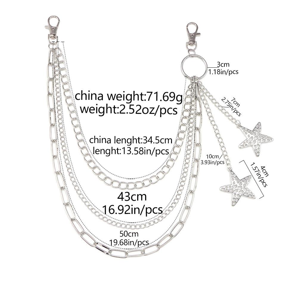 Punk Skateboard Metal Waist Chain With Hollow Star Pendant For Men And Women