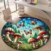 1pc Mushroom Butterfly Office Round Area Rug, Indoor Mat Suitable ForOffice, Under Office Chairs Bedroom Living Room Home Decor, D136