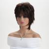 Women Stylish Short Layered Brown Hair Synthetic Silver Gray Wigs with Bangs for Daily Cosplay Lolita Heat Resistant Fibre
