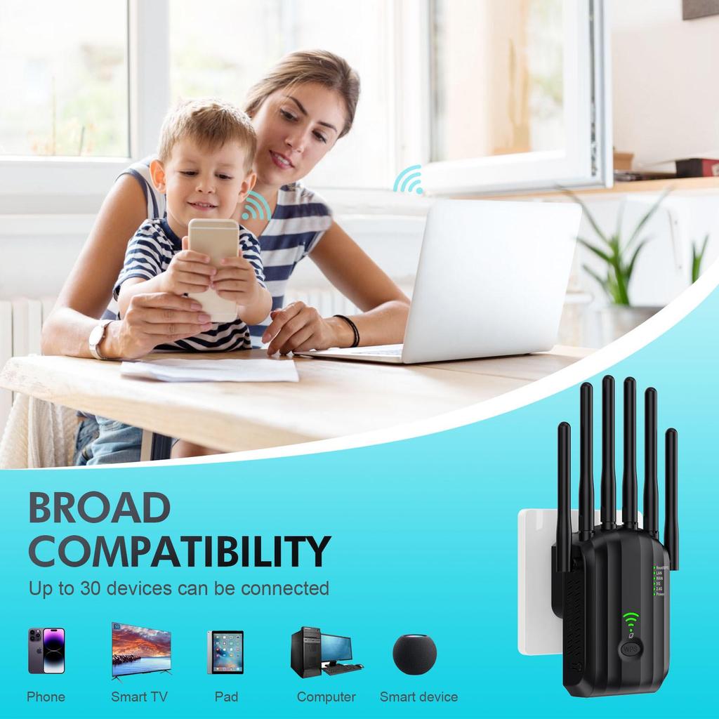 Dual-Band 5G Gigabit 1200M WiFi Repeater Extender