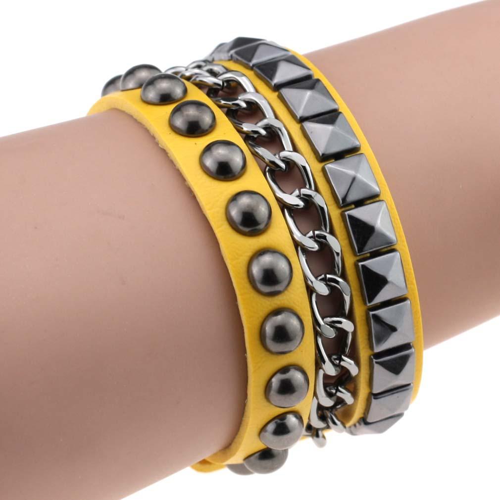 Punk Zeug Leder Nietarmband Männer Frauen Kettenmanschetten Armband Goth Schmuck Cosplay Emo Gothic Accessoires