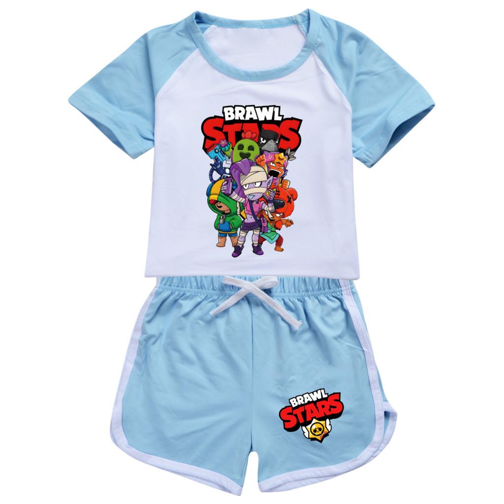 

4094 Kids Boys Girls Brawl Stars Printed Top Pants Sport Tracksuit Clothes Set 130cm світло-синій колір