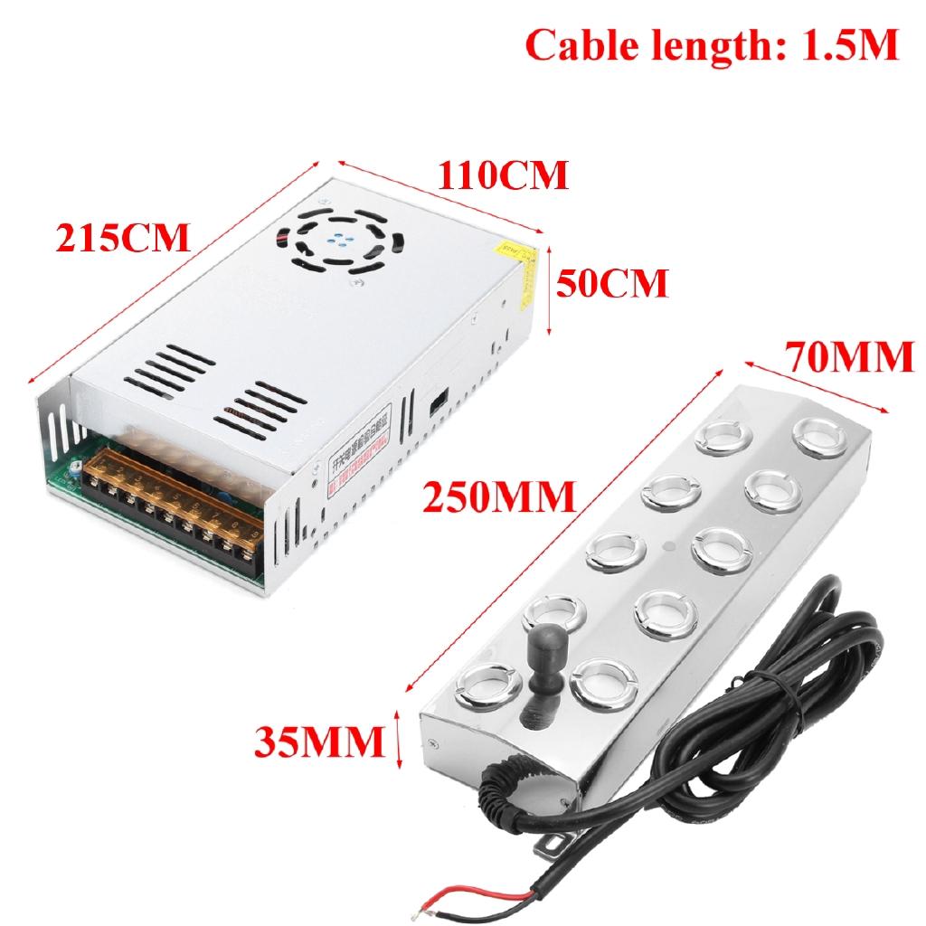250 Вт постоянного тока 48 В 10 головок Ультразвуковой генератор тумана Промышленный туманообразователь Увлажнитель + Блок питания
