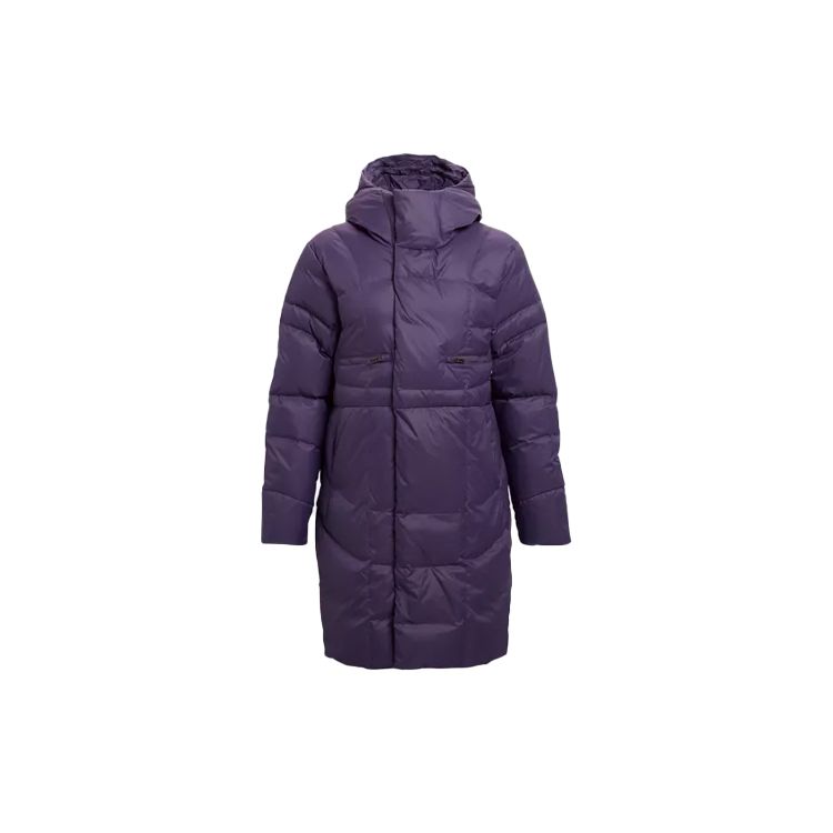 Under Armour Solid Hooded Mid-Length Down Jacket Women Purple 1342791-500 XS
