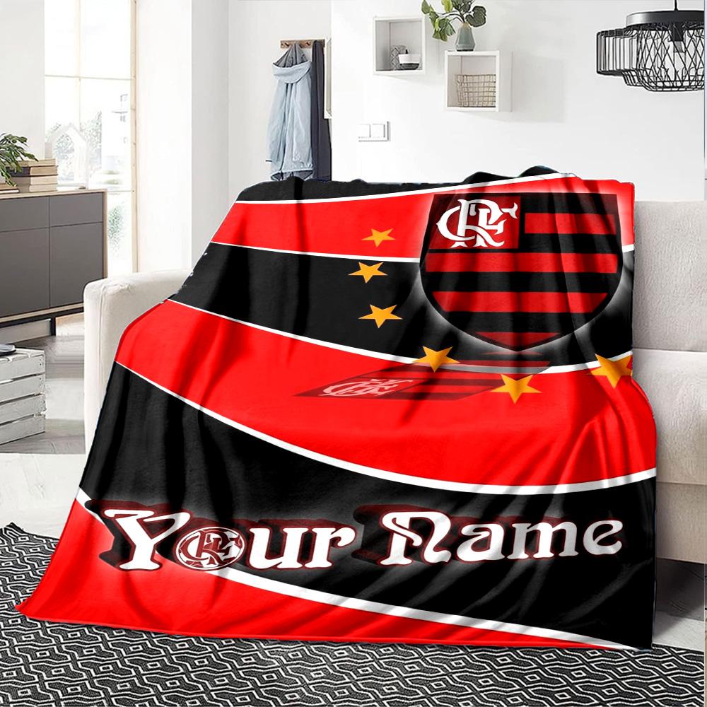 Name Custom CR Flamengo Print Flannel Blanket High Quality Warm Comfortable Cover for All Seasons Perfect for Gifts Home Decor