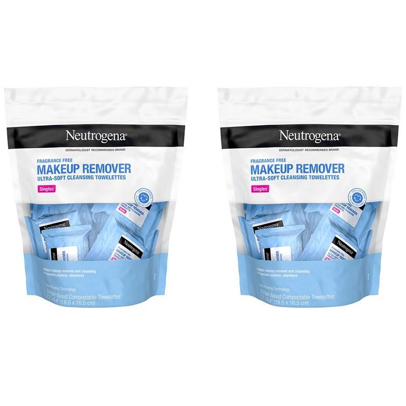 Neutrogena Make-up Mascara Entferner Reinigungstücher Einzeln 20 Stück + Post Set, 2 Stück