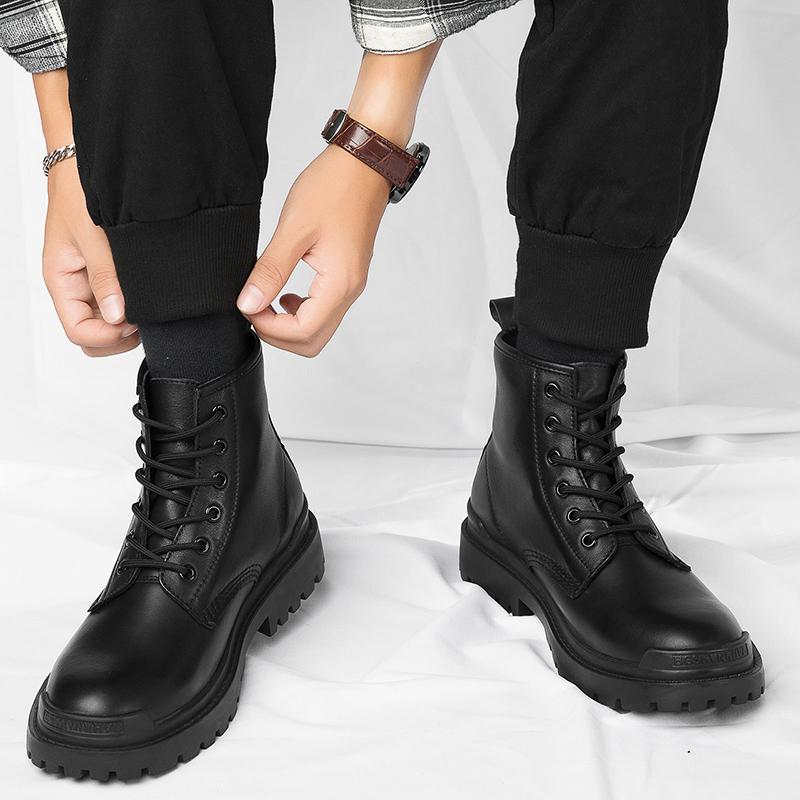 Fashion Male Genuine Leather Ankle Boots New Men Desert Boots 2024 Trend Men's Shoes All-match High Top Mens Outdoor Motorcycle Boots