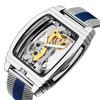 Reloj Mecánico Automático Transparente Hombre Steampunk Esqueleto Engranaje de Lujo Cuerda Automática Cuero Relojes de Hombre Montre Homme