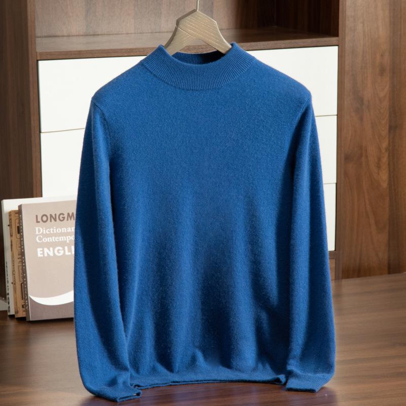 Men's Autumn-Winter Cashmere Half-High Neck Business Pullover Sweater