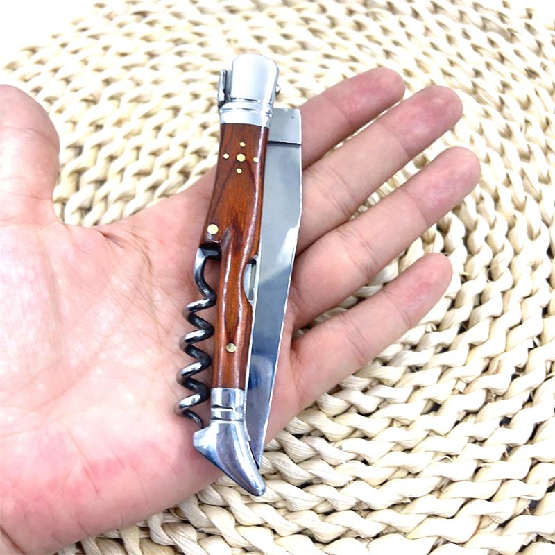 Tibușon de vin cu furculiță Deschidetor de conserve Cuțit de vin Mâner din lemn Sommelier Sticle de bere Tăiător de folie Borcan din oțel inoxidabil Ustensile de bucătărie