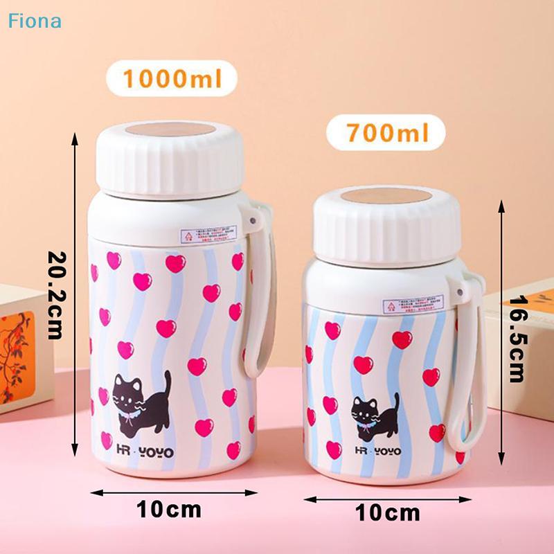 Süße Katze & Herz Aufdruck Isolierte Wasserflasche, 700/1000ml Edelstahl Thermosflasche mit Tragbarem Griff für Kinder und Erwachsene