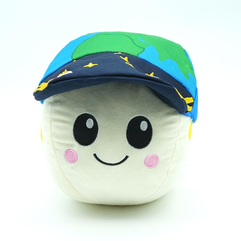 New Moon with Earth Cap Plush Toy Cute Creative Planet Stuffed Doll Round Soft Plushie Pillow Home Decor Birthday Gifts