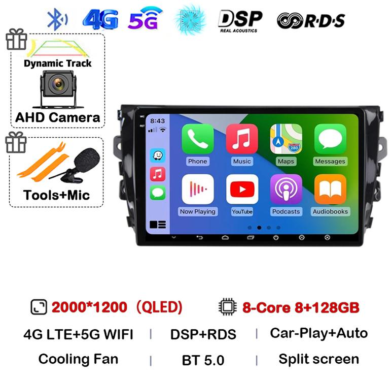 Android 14 Carplay Auto 4G WIFI For Zotye T600 2014-2019 Car Radio Multimedia Video Player Navigation Stereo GPS 360 Camera QLED