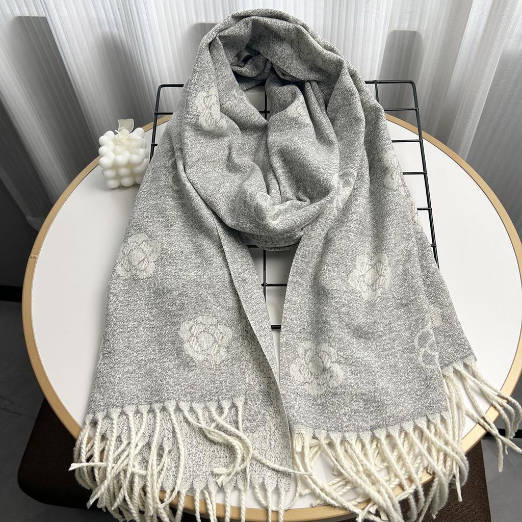 Long Tassel Imitation Cashmere Scarf and Shawl with High End Feel. New Lotus Warm Long Scarf for Autumn and Winter.