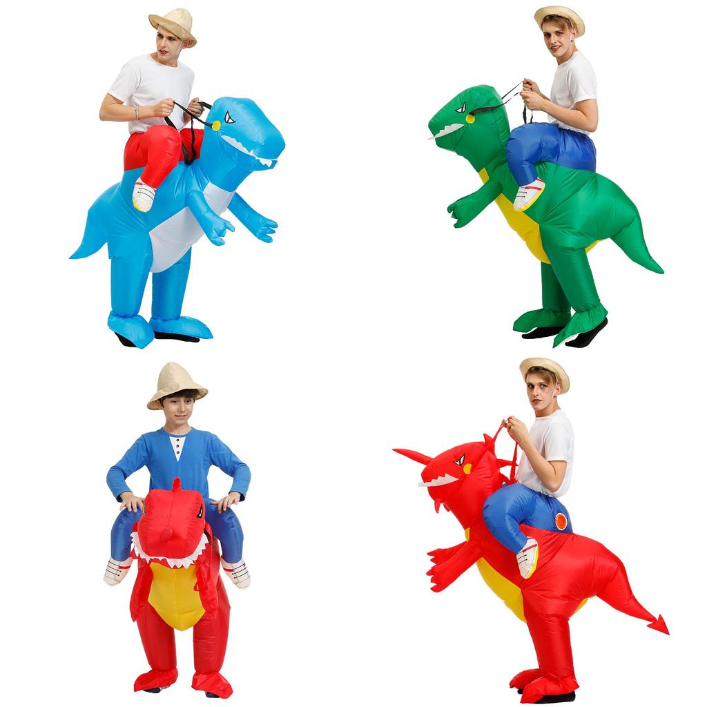 Levendig Opblaasbaar Dinosauruskostuum Voor Volwassenen En Kinderen Perfect Voor Halloweenfeesten