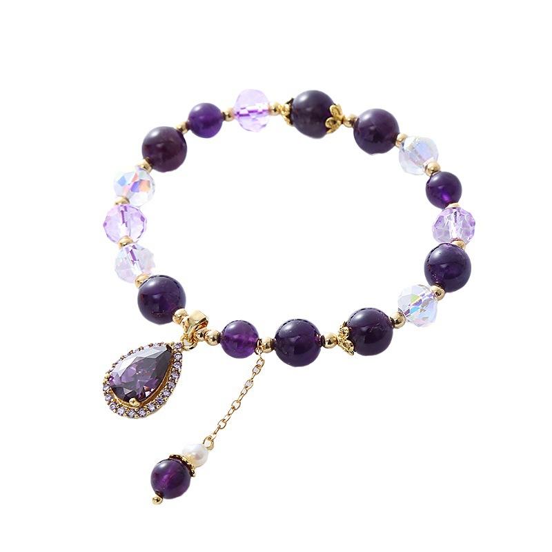 Natural Amethyst Bracelet Bangles Women Fashion Jewelry Accessories Gift